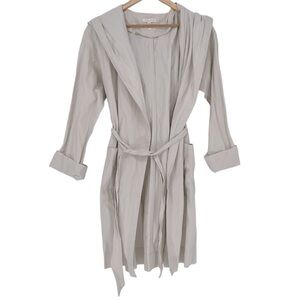 Eileen Fisher Hooded Khaki Trench Coat Women’s Size Small